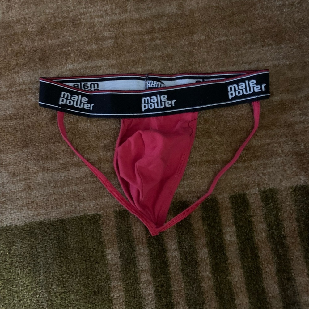 EUC Male Power Red Jock Strap; Size: S/M
